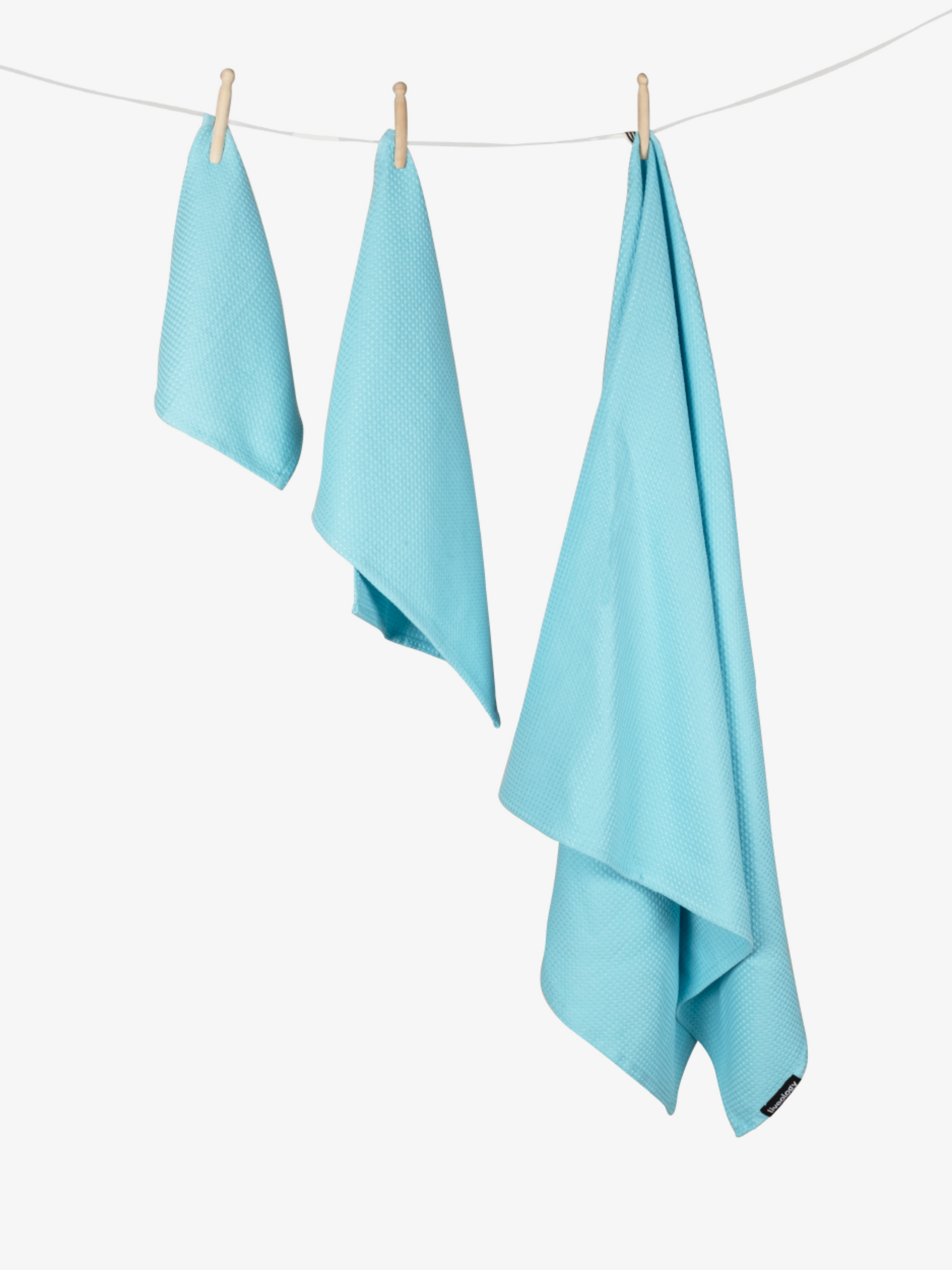 Sorrento Waffle Aqua Beach Towel Set Of 3