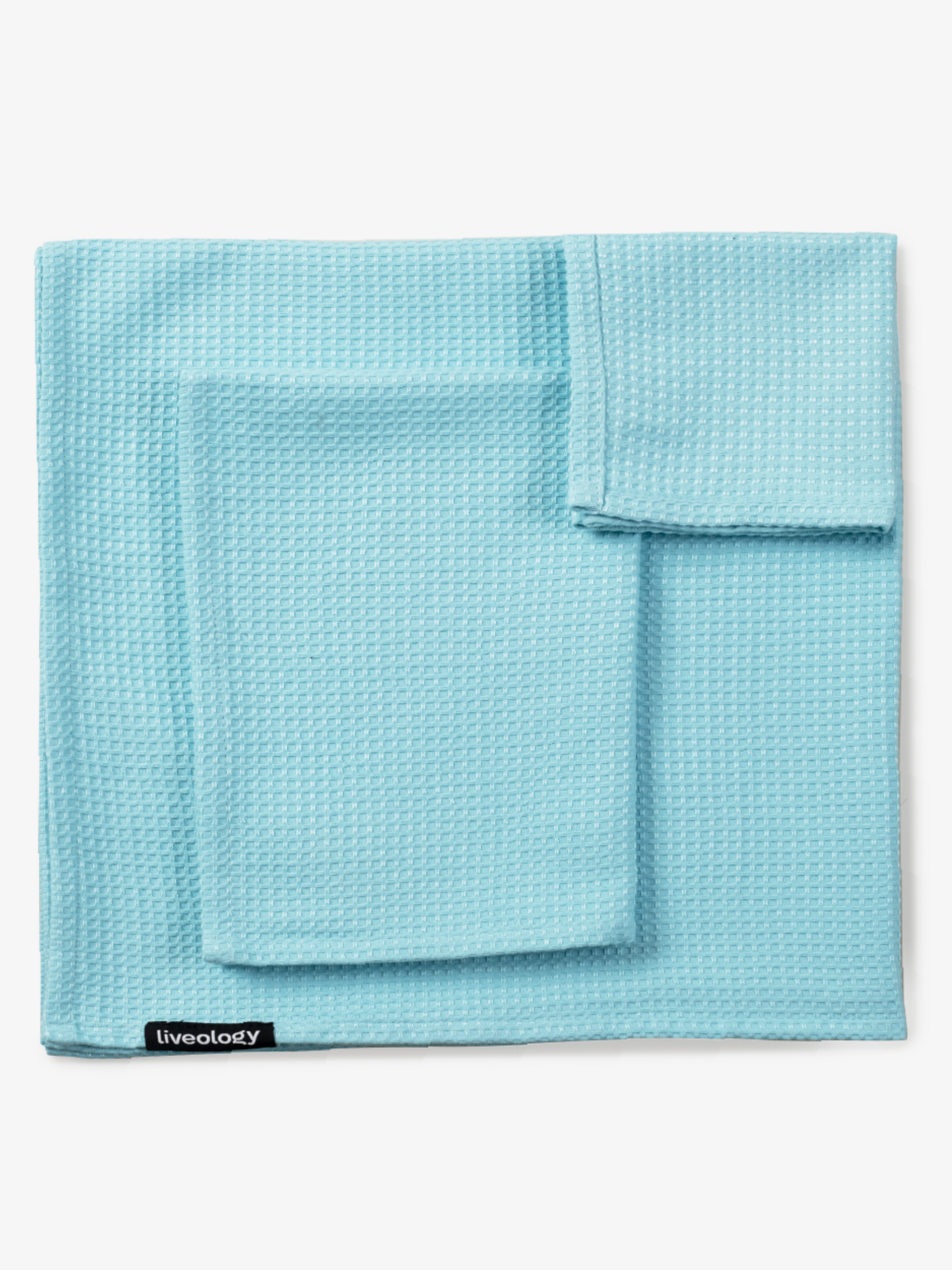 Sorrento Waffle Aqua Beach Towel Set Of 3