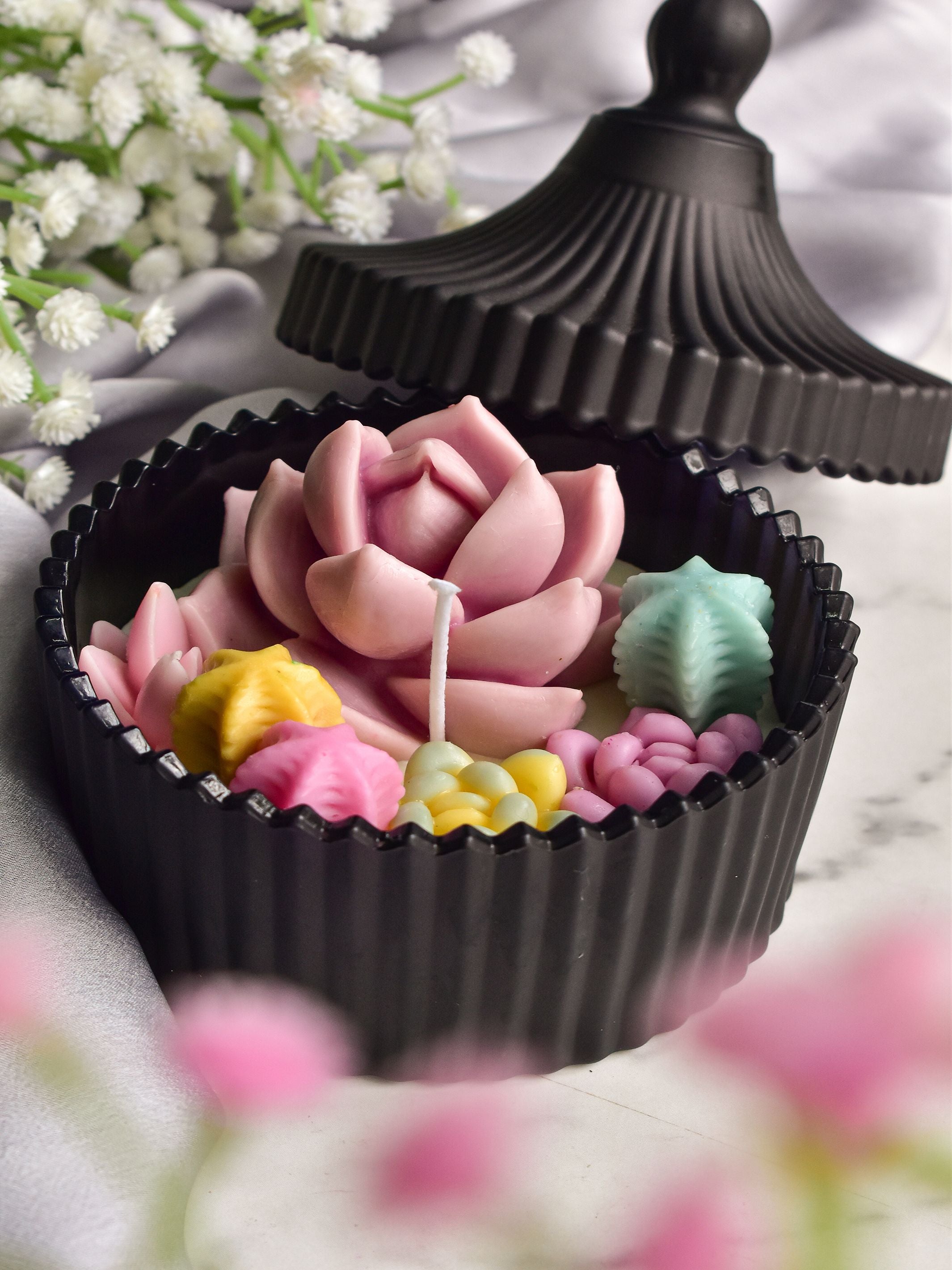 Light Pink Echeveria & Succulents Candle