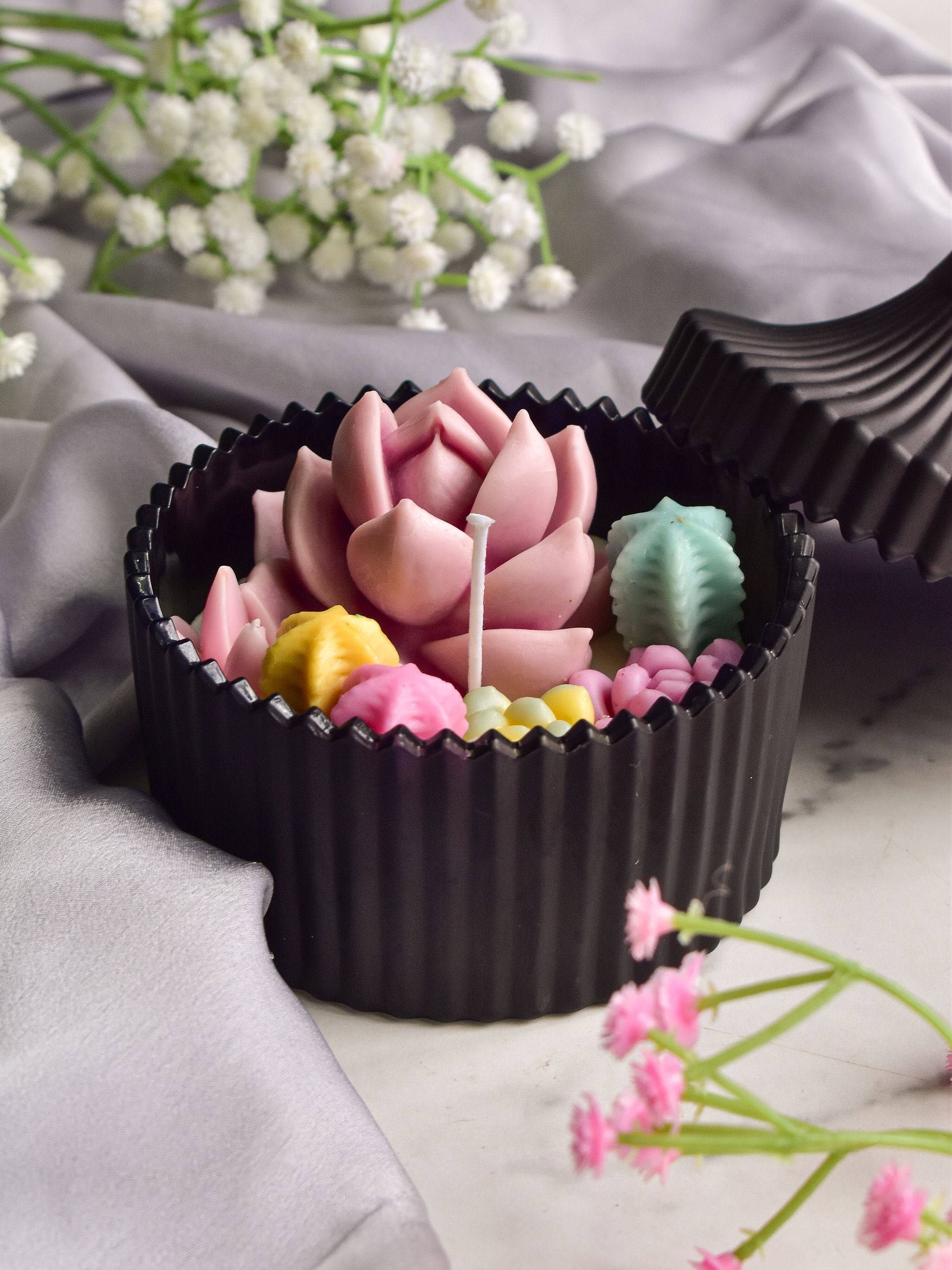 Light Pink Echeveria & Succulents Candle