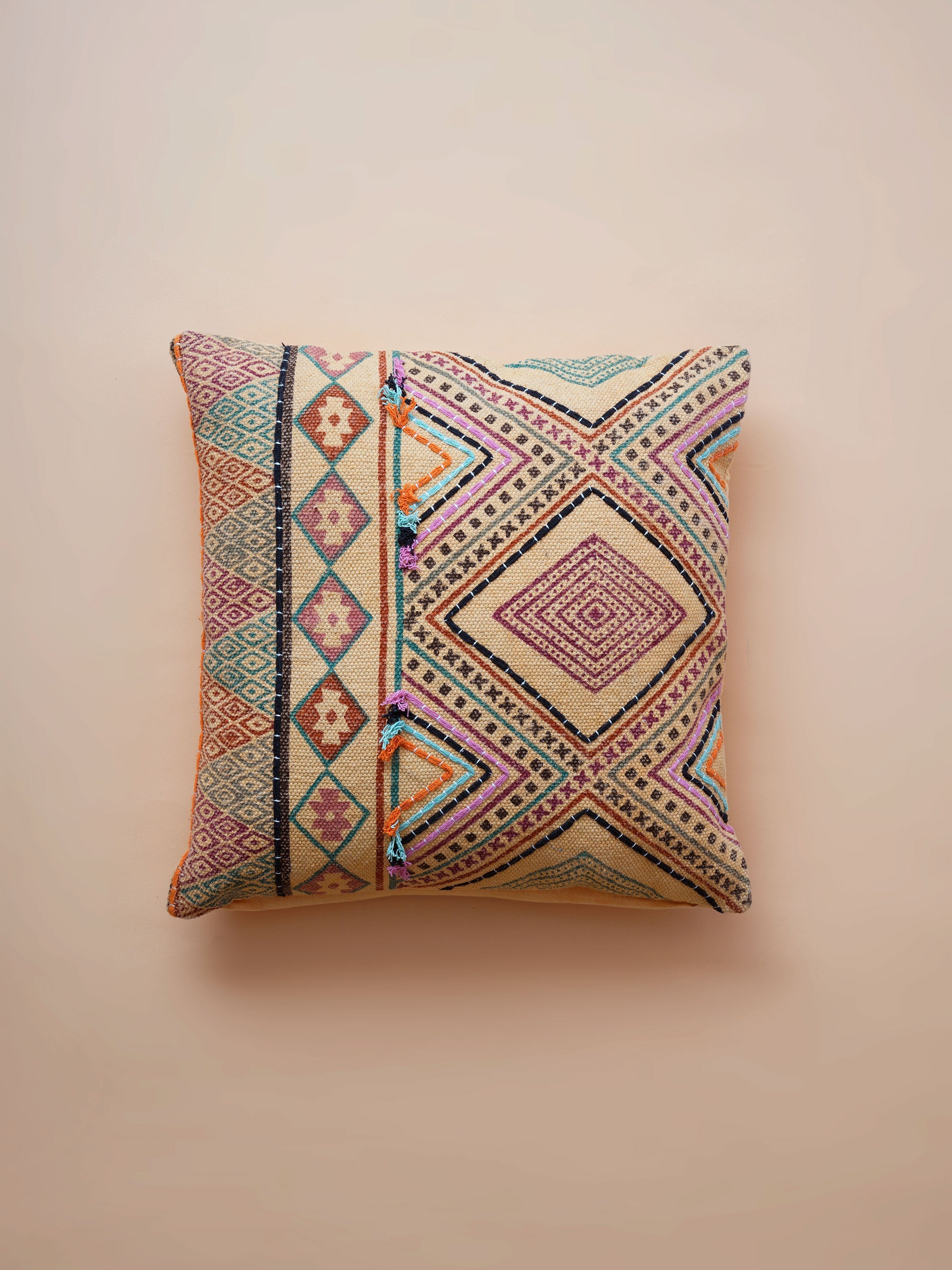 Cushion Cover - Tribal Argyle Embroidered