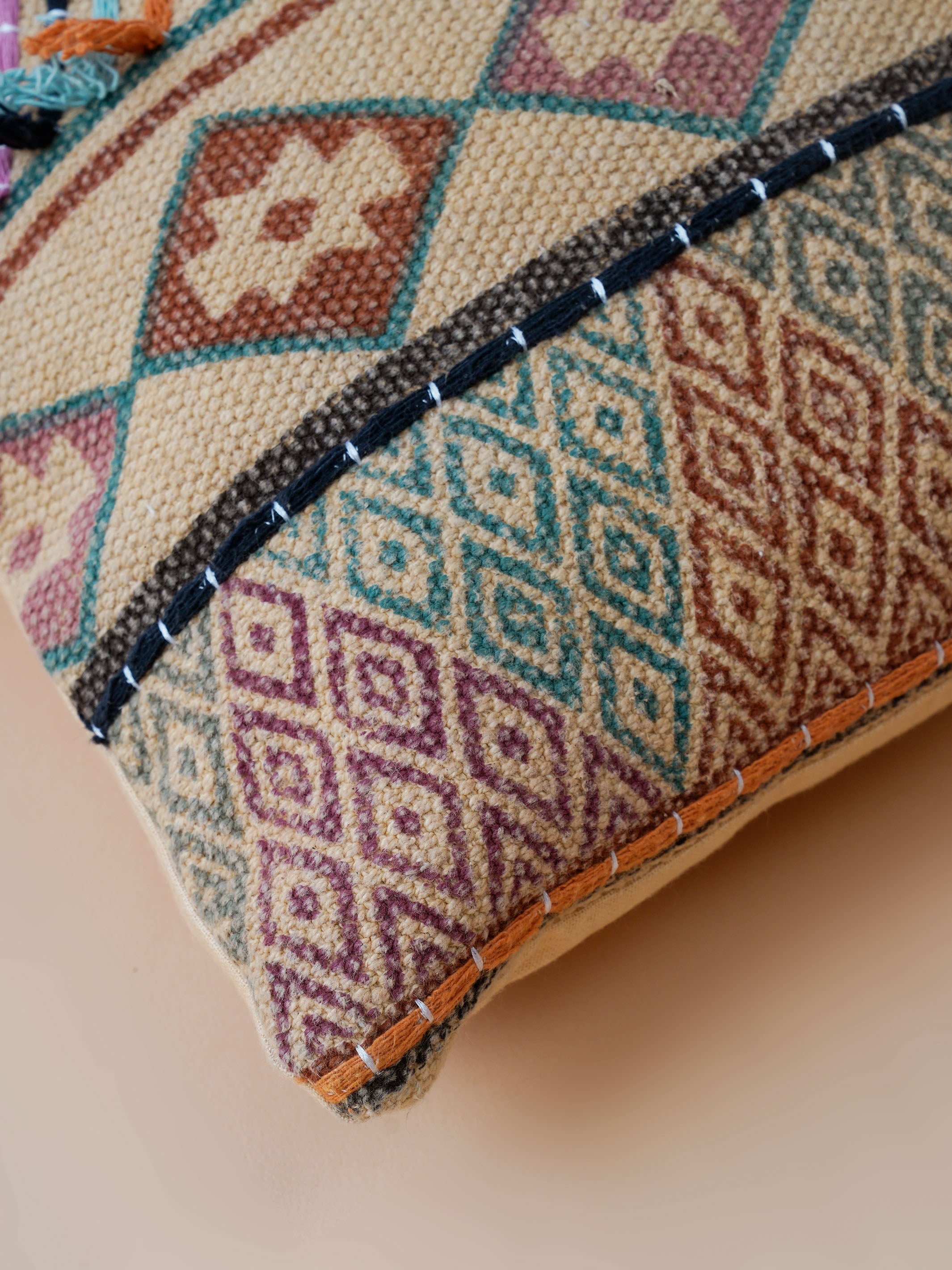 Cushion Cover - Tribal Argyle Embroidered