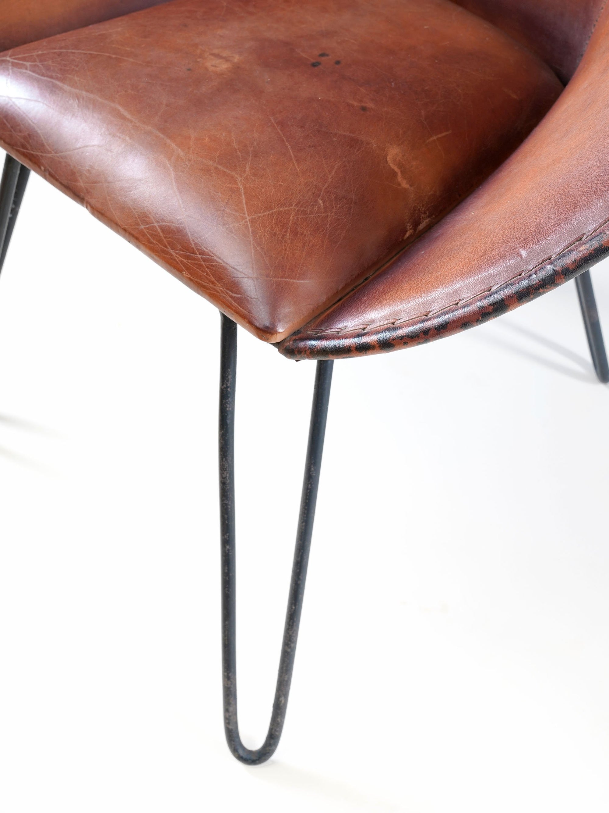 Tufted Leather Scooped Armchair