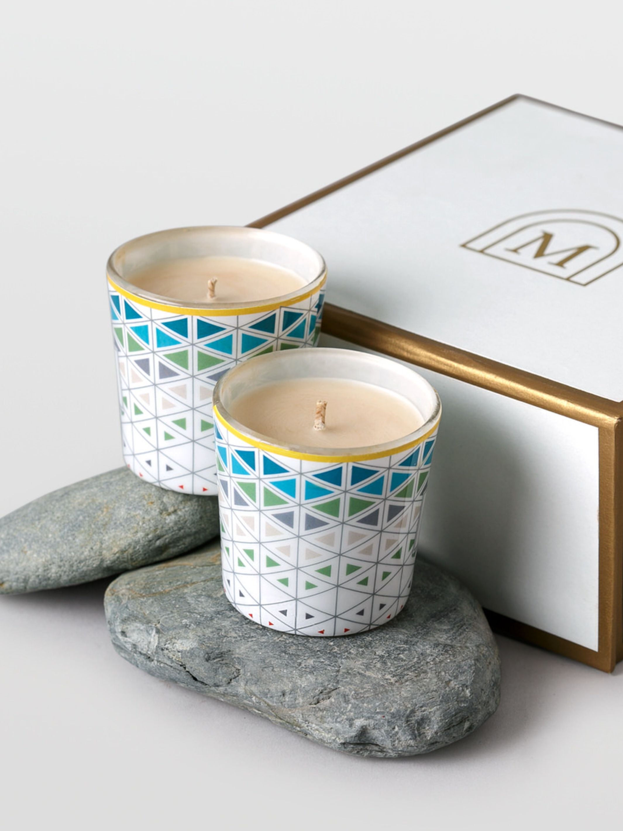 Velanian Aqua Glass Votive Candles Set of 4