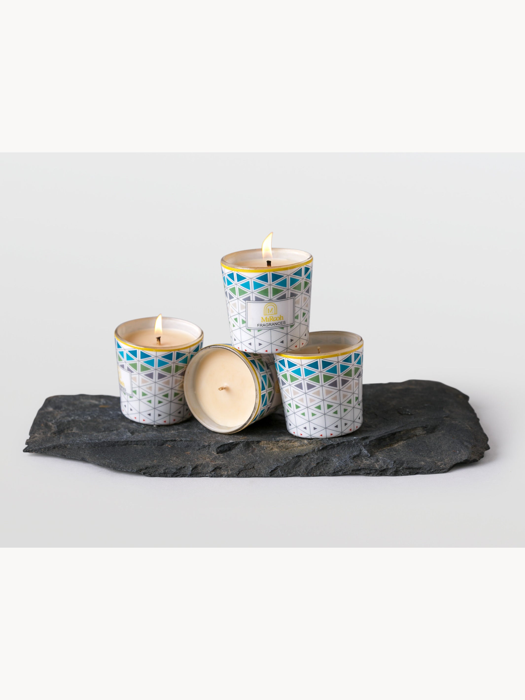 Velanian Aqua Glass Votive Candles Set of 4