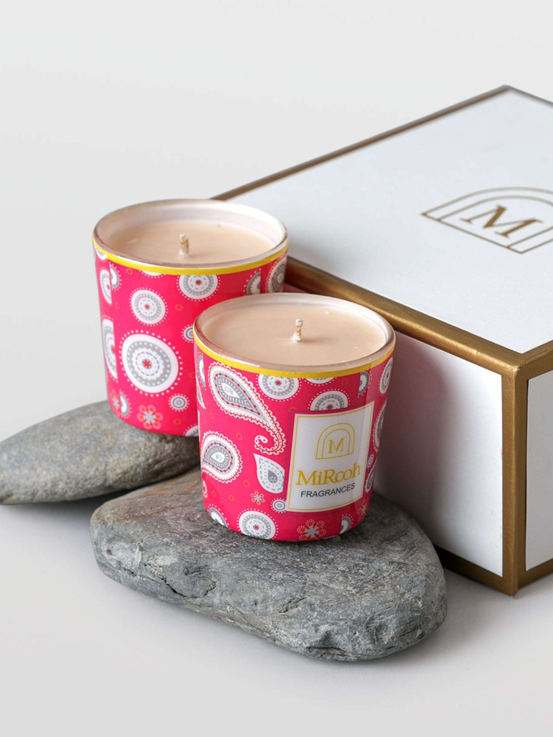 Velanian Fuchsia Glass Votive Candles Set of 4