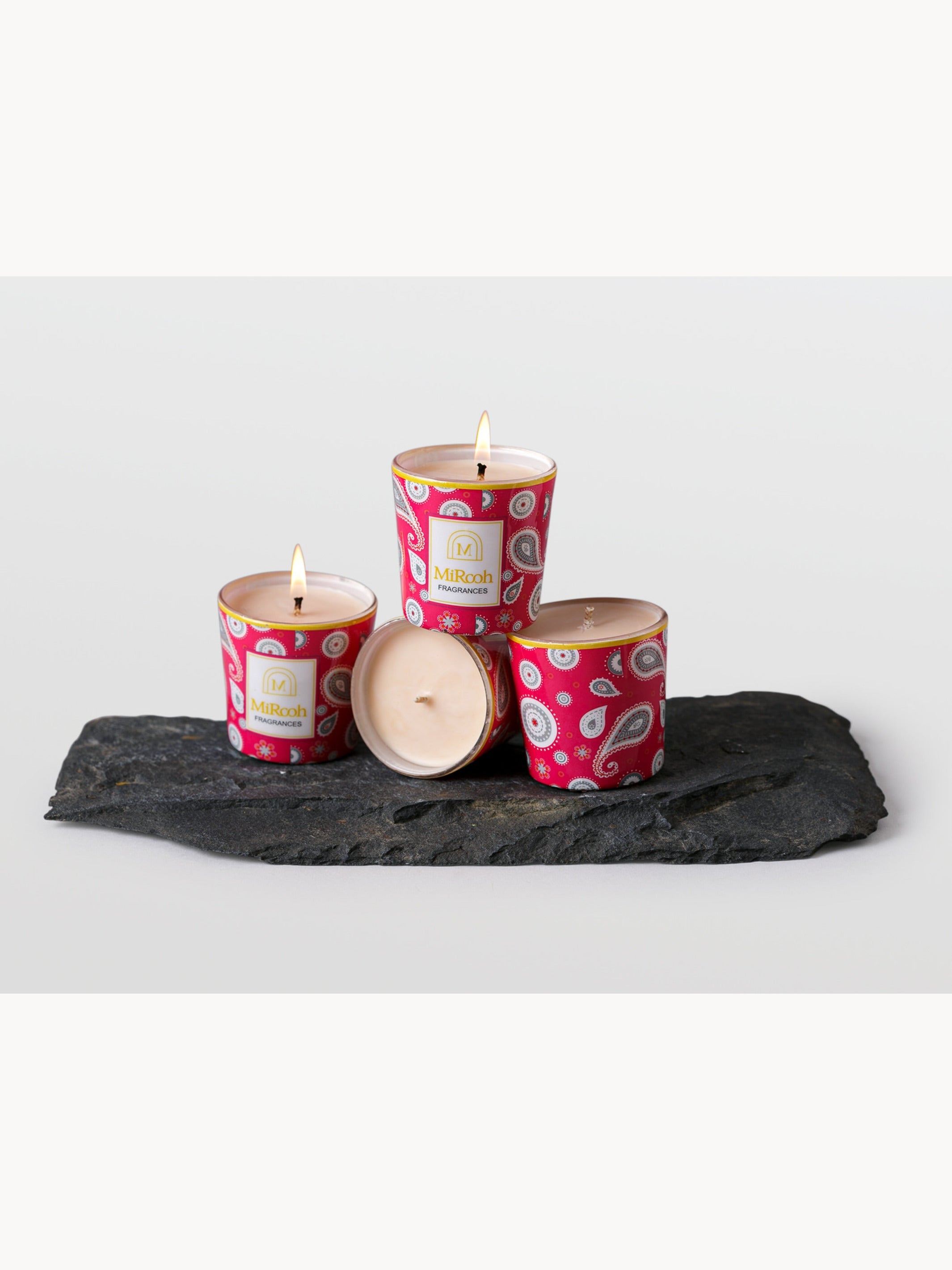 Velanian Fuchsia Glass Votive Candles Set of 4