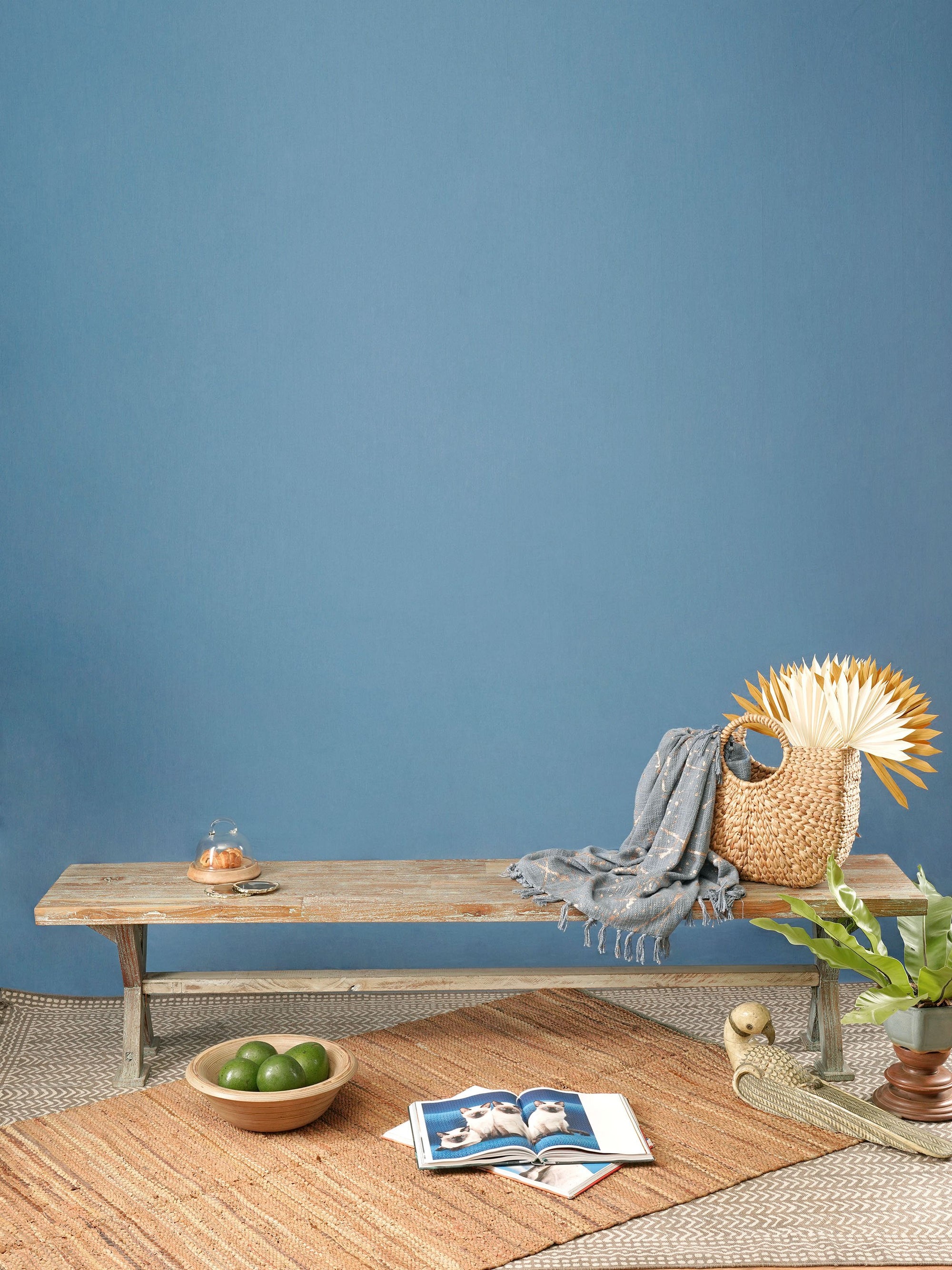 Vintage Hand Carved Wood Bench
