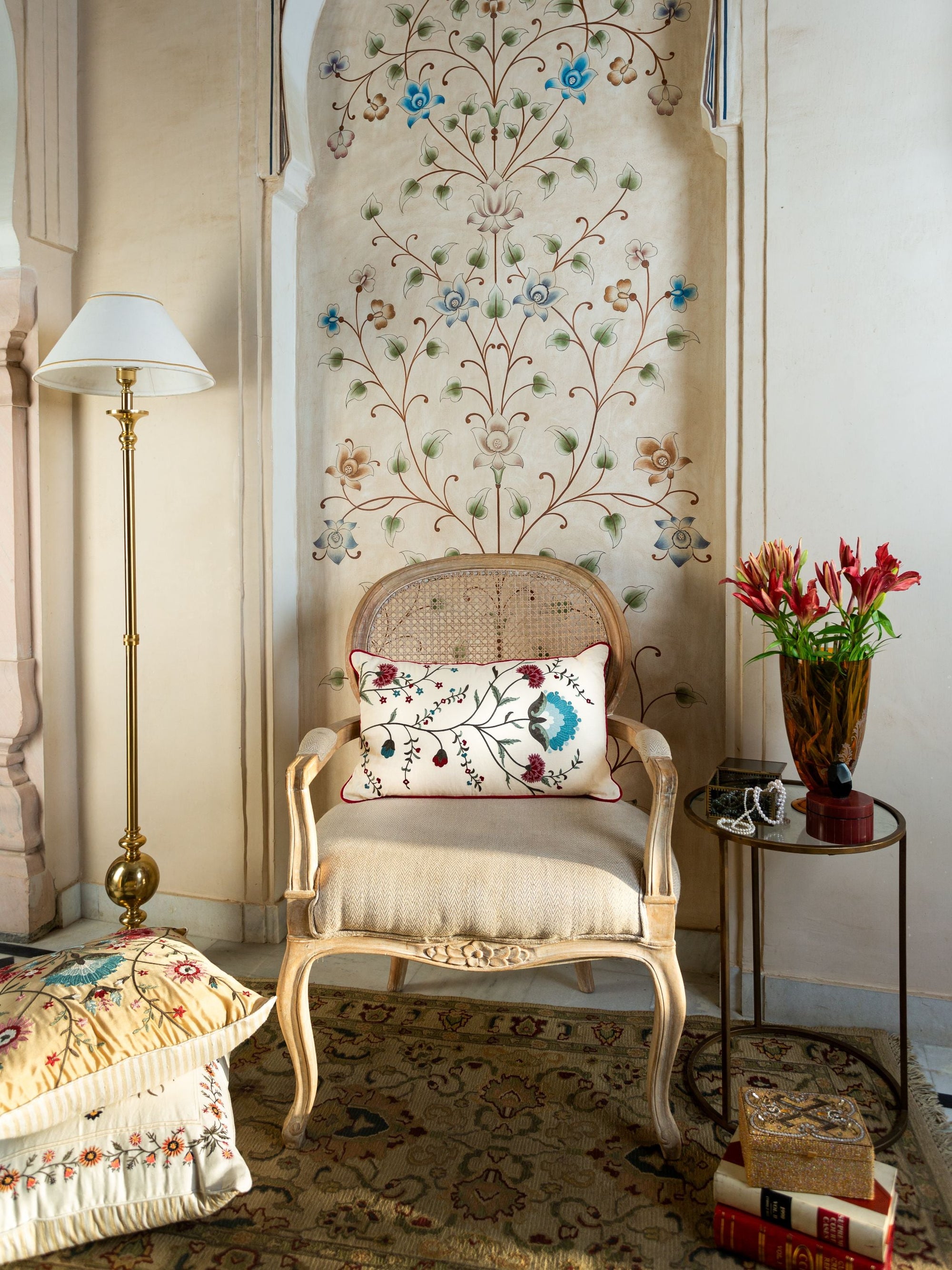 Cushion Cover - Ziya Deep Ivory Lumbar Embroidered