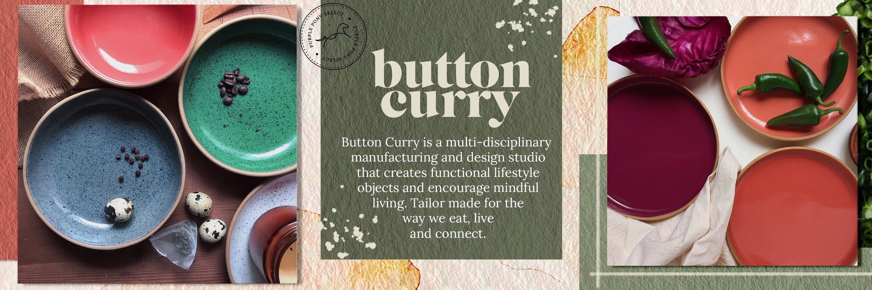 Elegant Button Curry ceramics tableware, featuring handmade stoneware bowls and artisan cutlery for modern dining.