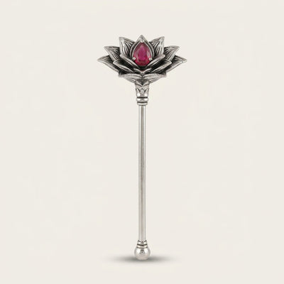 Rajatkamal Tilak Stick with Ruby Accent in Pure Silver Plating