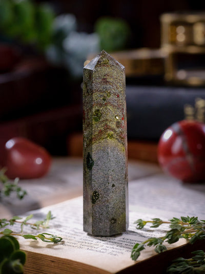 Semi-precious Gemstone - Dragon Blood Jasper Tower