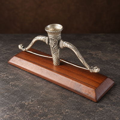 Ram Dhanush Agarbatti Stand in Pure Silver Plating