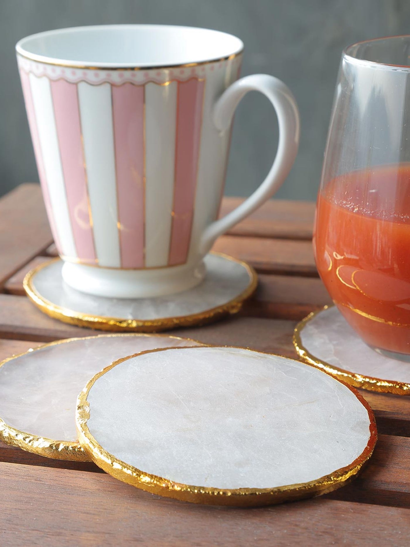 Semi Precious Coasters Set of 4 - Rose Quartz