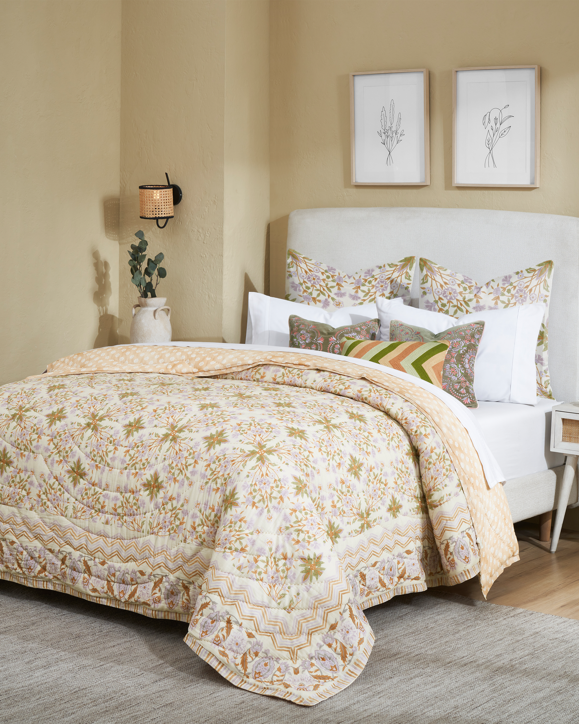 Rahat Yellow Cotton Quilt
