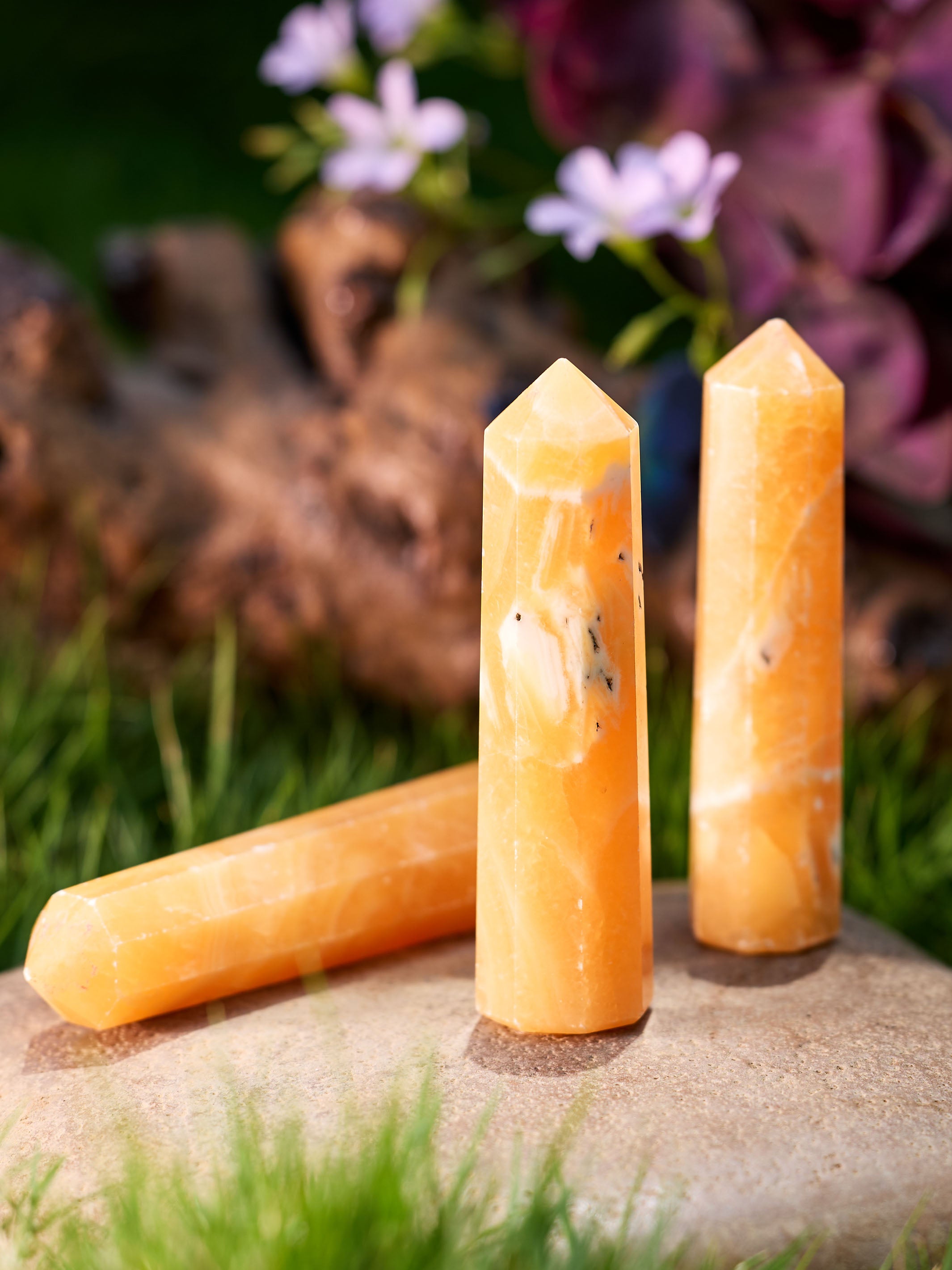 Semi-precious Stone - Orange Calcite Obelisk