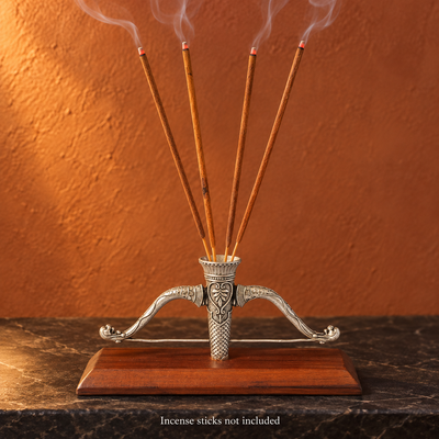 Ram Dhanush Agarbatti Stand in Pure Silver Plating