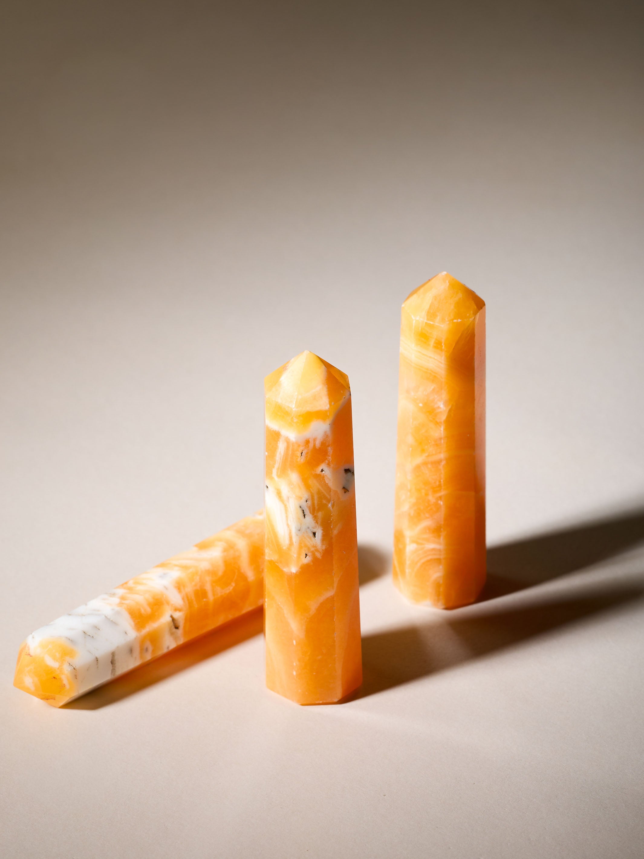 Semi-precious Stone - Orange Calcite Obelisk