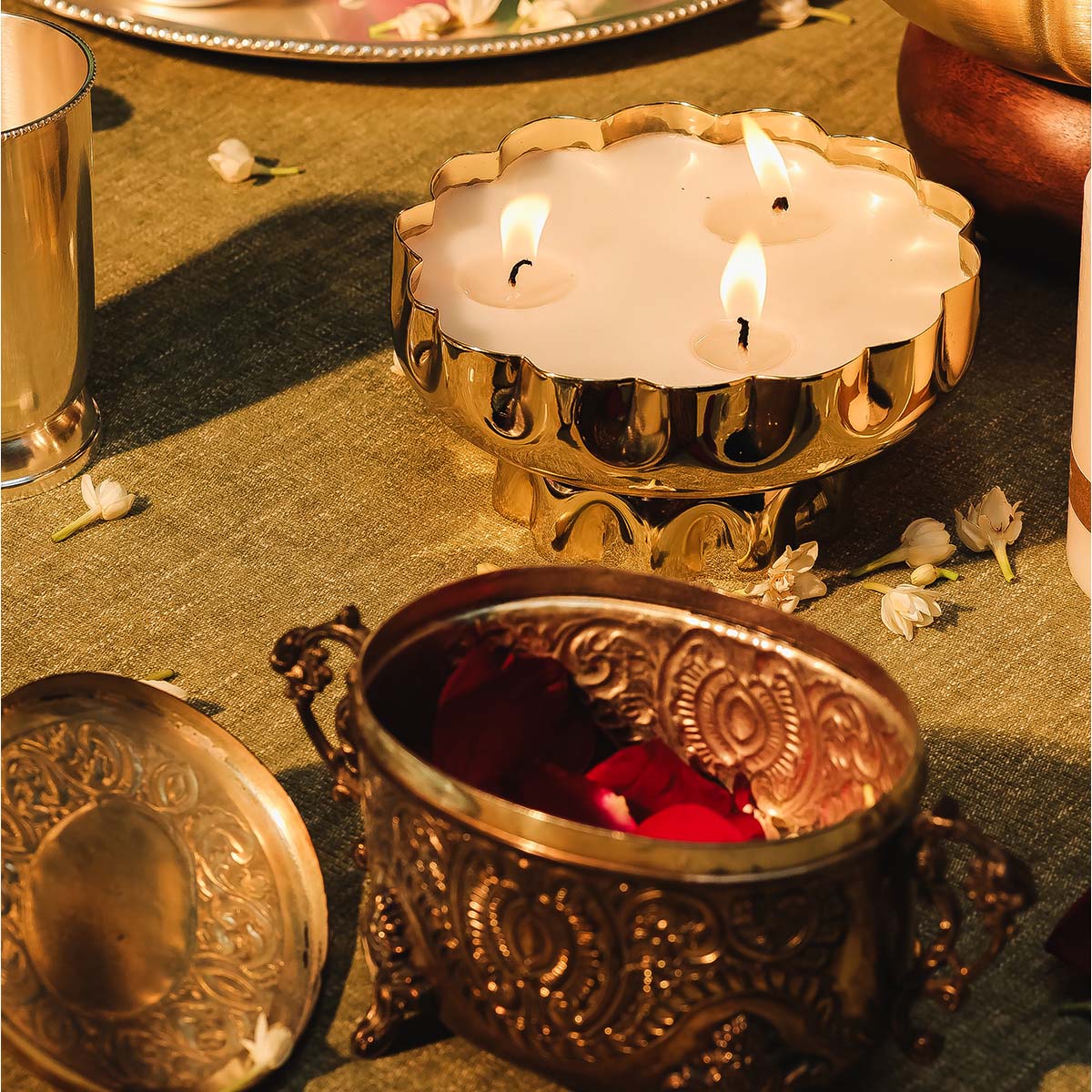 Footed Flower Candle