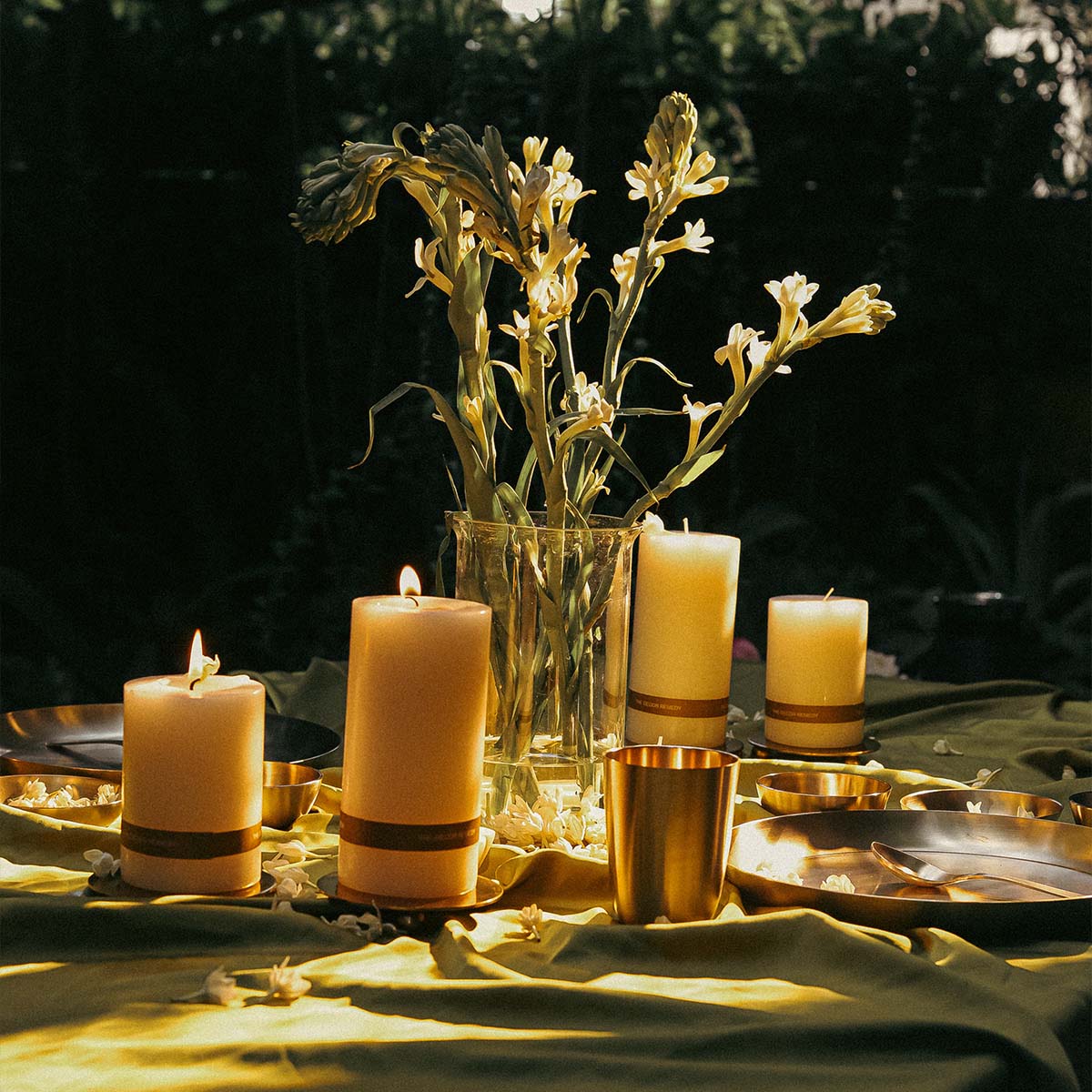 Set of 2 Candle Trivets with Pillar Candles