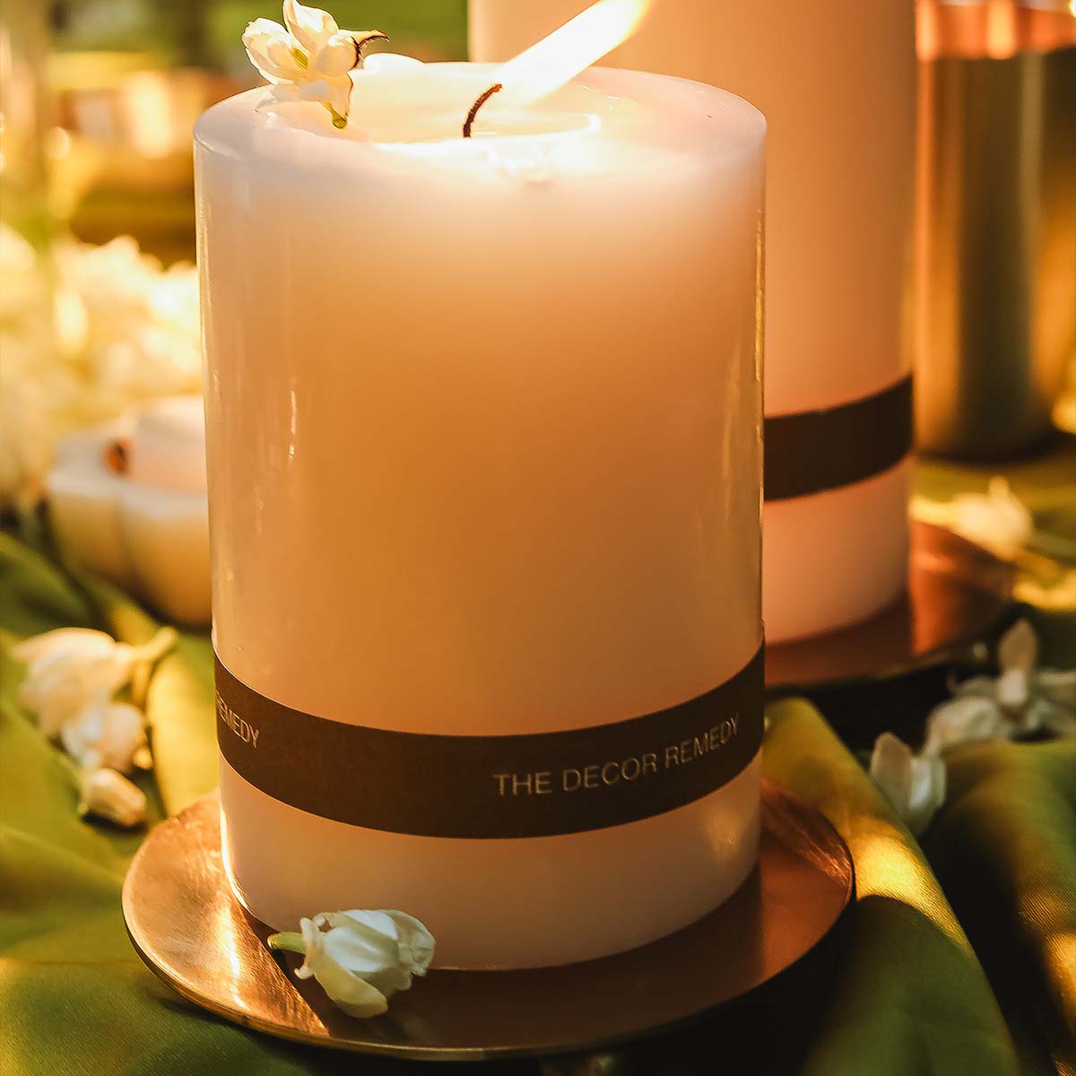 Set of 2 Candle Trivets with Pillar Candles