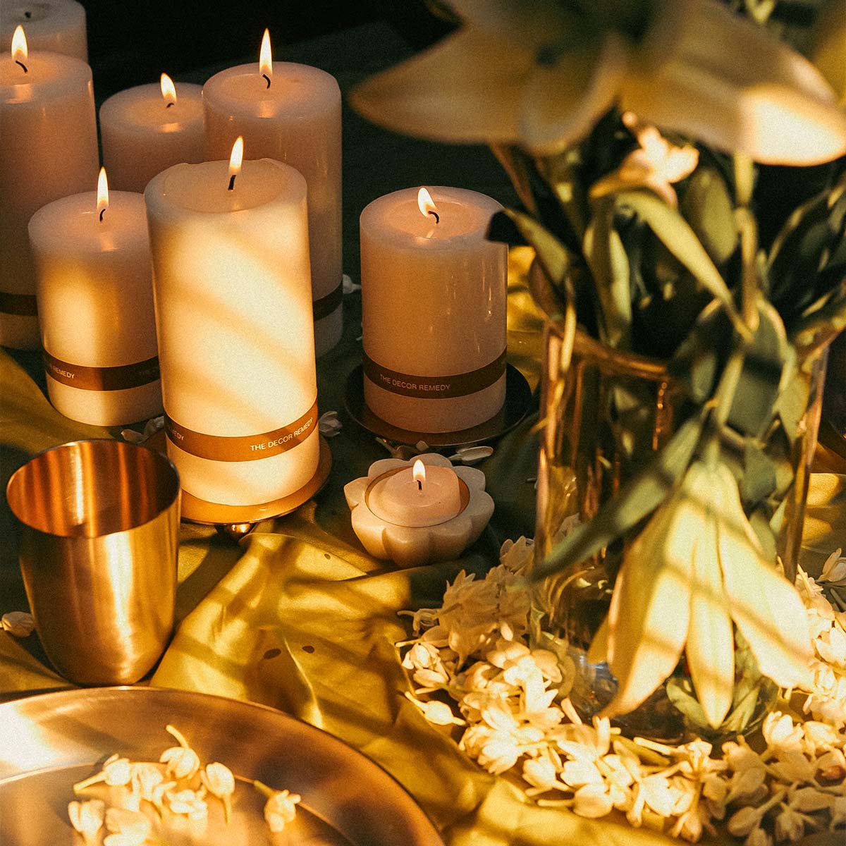 Set of 2 Candle Trivets with Pillar Candles