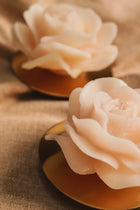 Rose Candles with Candle Plates - Set of 2
