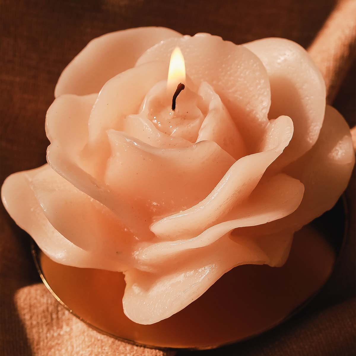 Rose Candles with Candle Plates - Set of 2