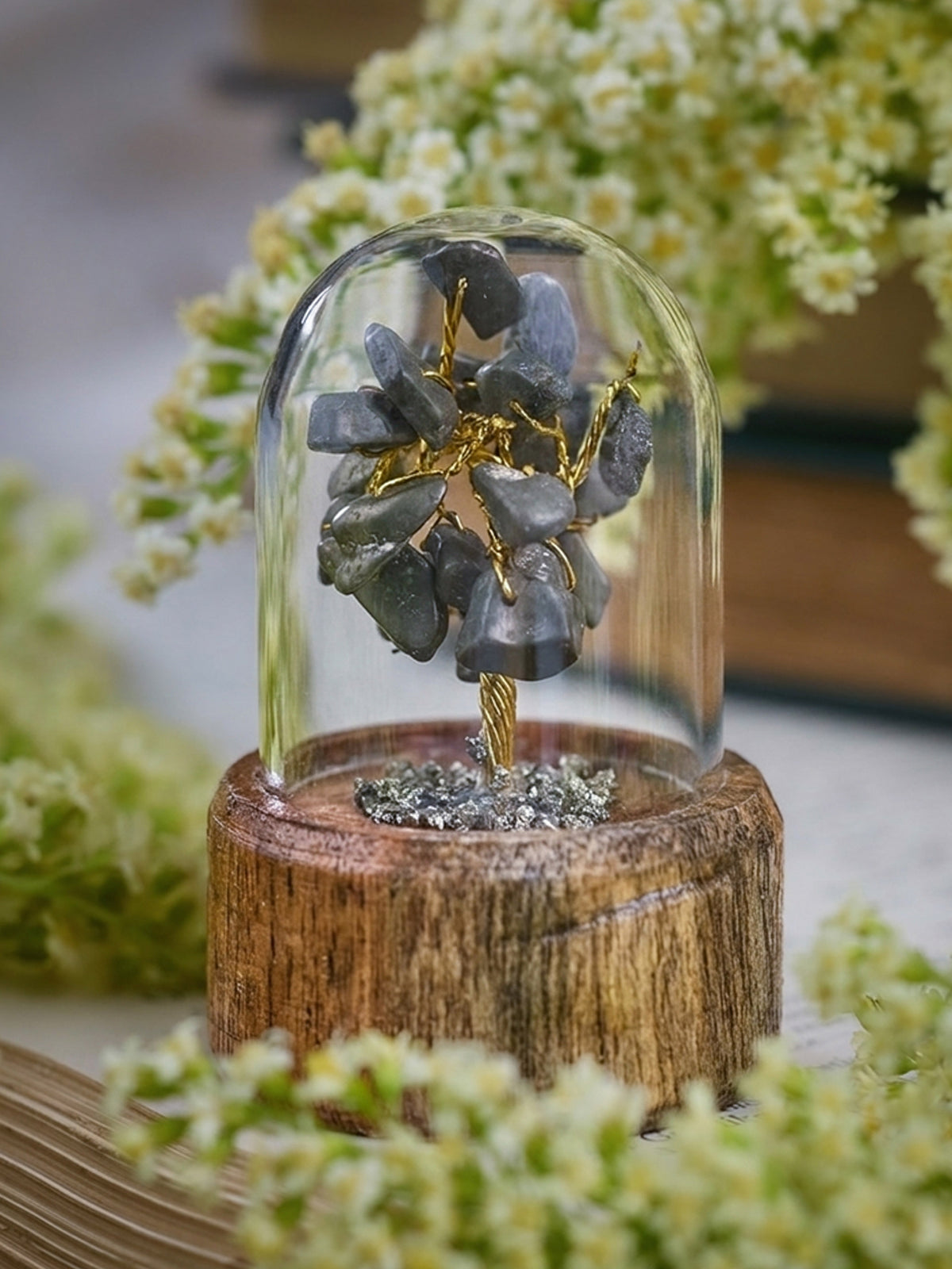 Semi-precious Gemstone - Pyrite Tree in Glass Dome