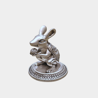 Silver-Plated Mushak with Laddu