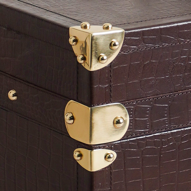 Vintage croco leather bar trunk 1920s style luxury gift - The Mage Home