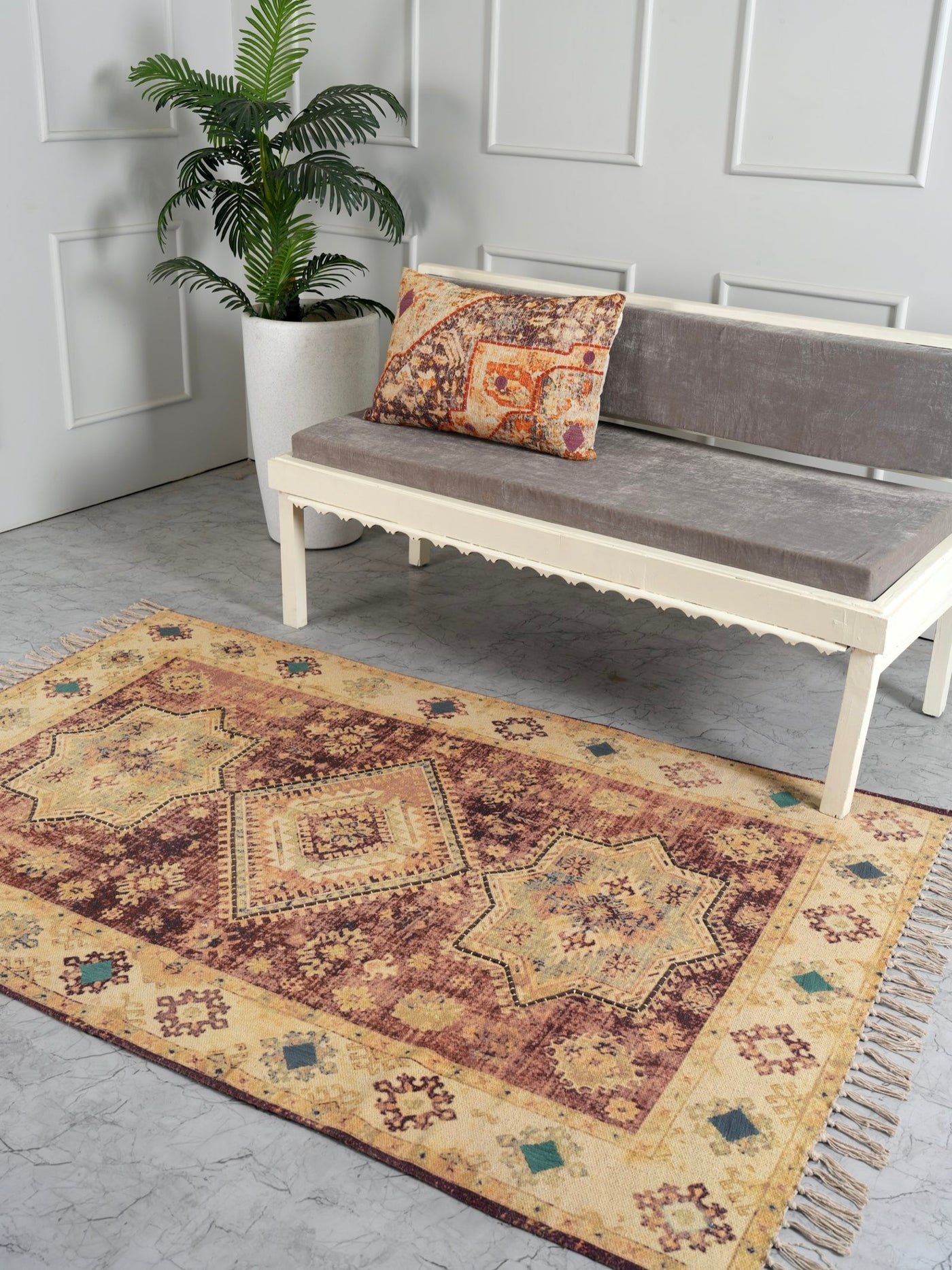 Ethereal Sands Handwoven Embroidered Rug