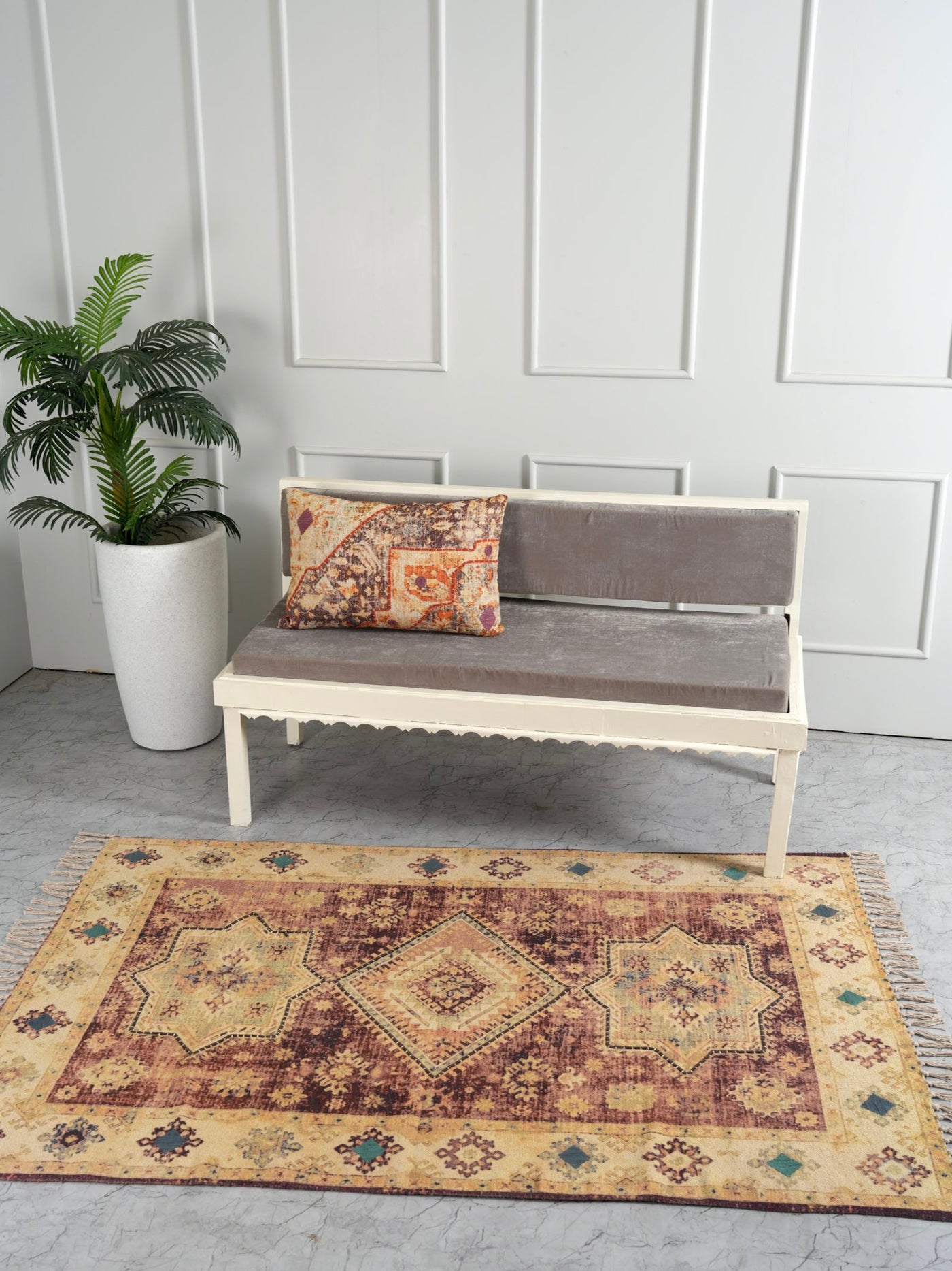 Ethereal Sands Handwoven Embroidered Rug