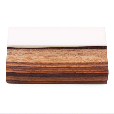 Handcrafted Teak Wood & White Epoxy Business Card Holder
