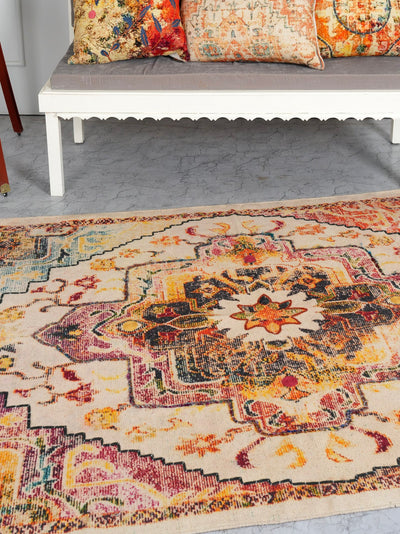 Antique Vintage Medallion Embroidered Rug