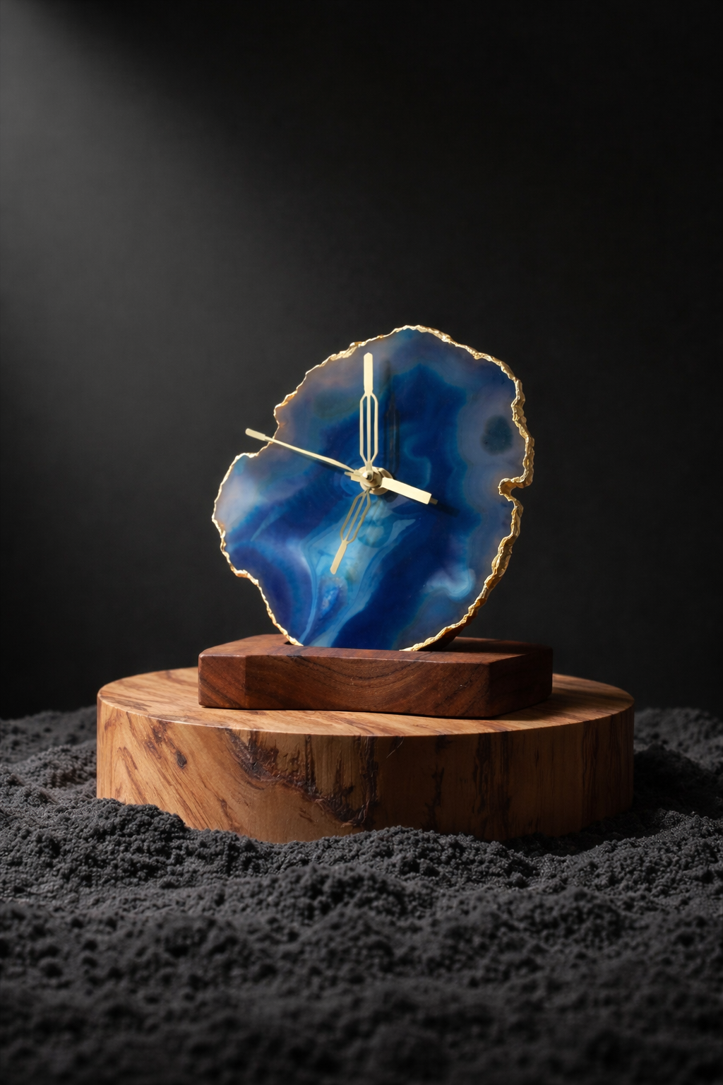 Agate Table Clock - Turquoise Gemstone Gold Plated
