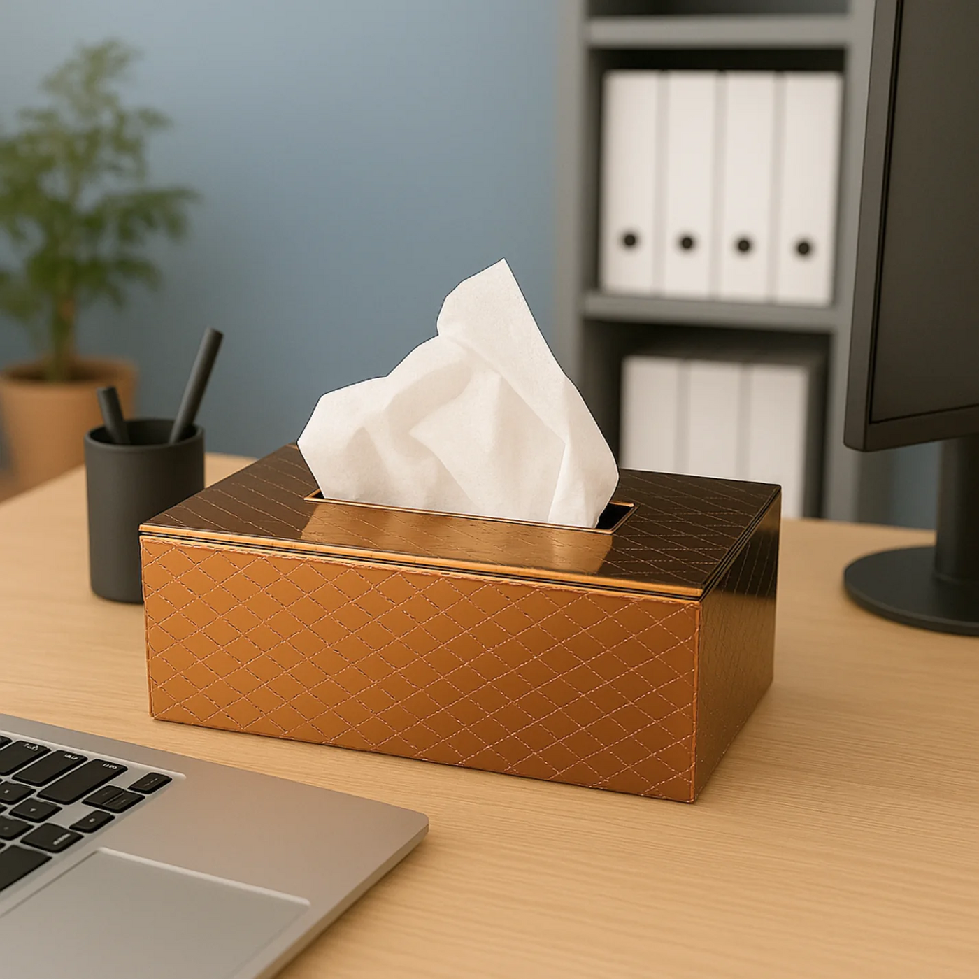 Leather Tissue Box-Copper Gold