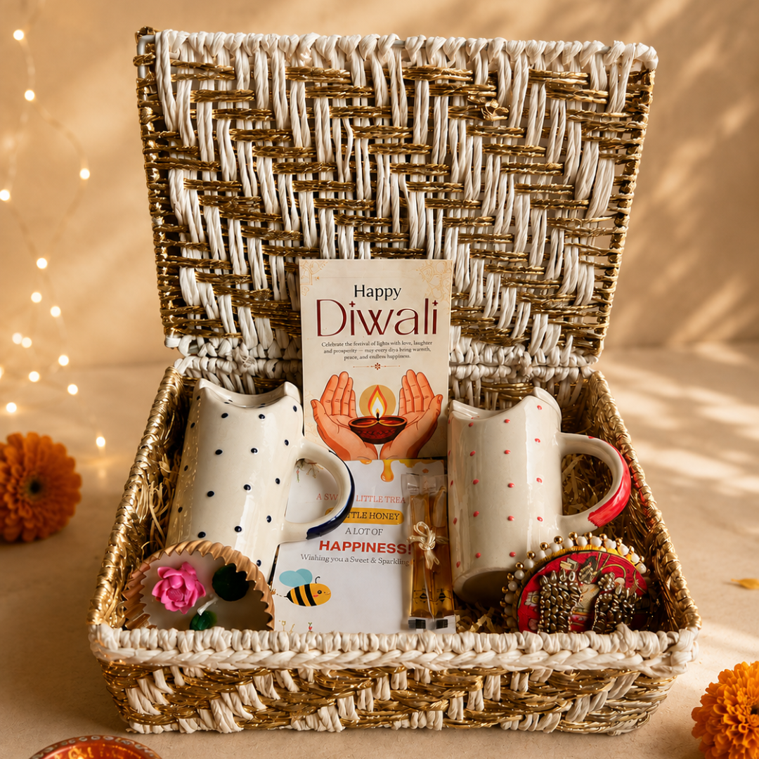 Ruby & Azure Celebration Tumbler Hamper – Premium Diwali Gift Basket - https://artecasa.in/