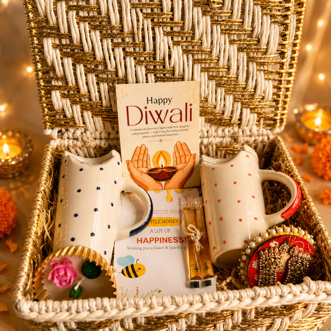 Ruby & Azure Celebration Tumbler Hamper – Premium Diwali Gift Basket - https://artecasa.in/