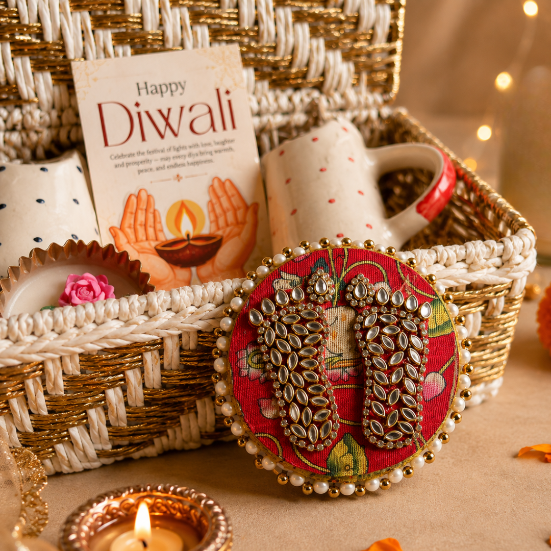 Ruby & Azure Celebration Tumbler Hamper – Premium Diwali Gift Basket - https://artecasa.in/
