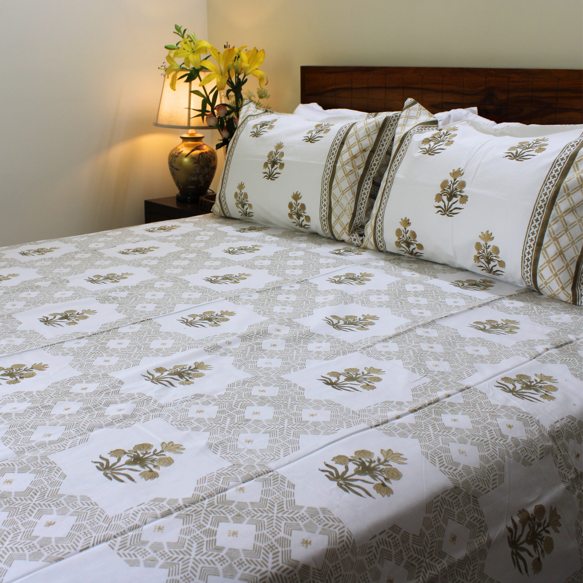 Colors Of The Garden Handblock Bedsheet