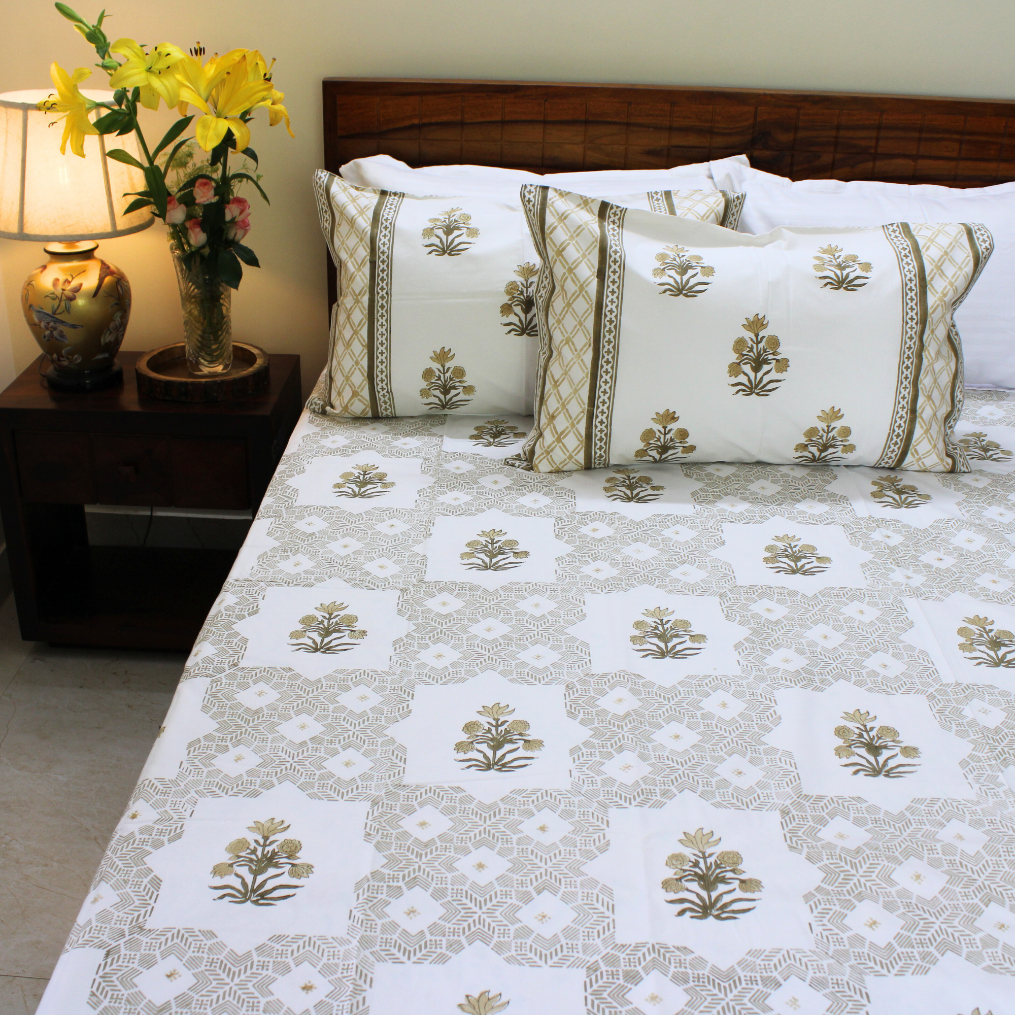 Colors Of The Garden Handblock Bedsheet
