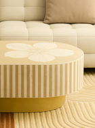 Inlay Jordan Oval Shape Coffee Table - Hibiscus