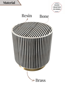 Inlay Drum Side Table with Base - Waterfall