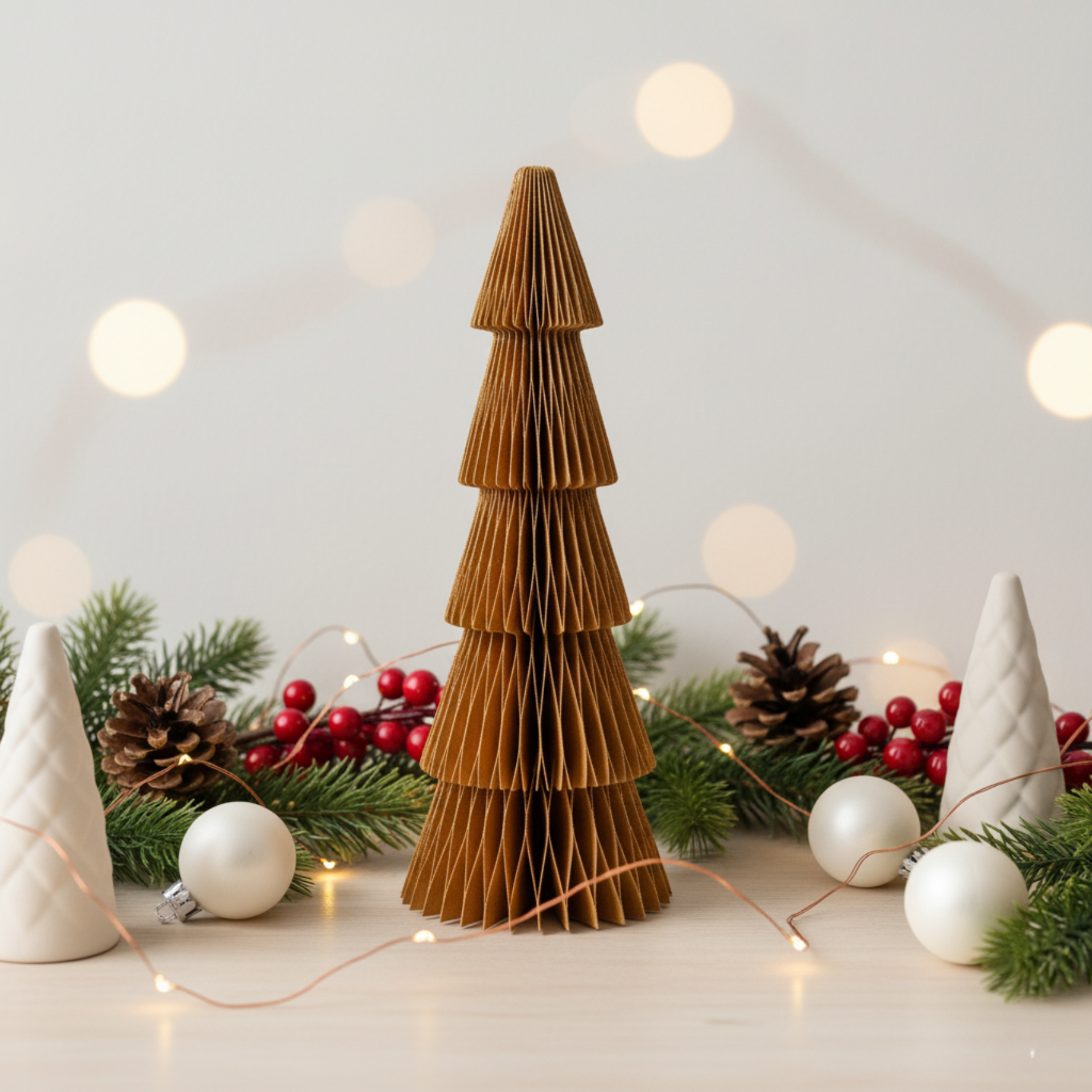 Antique Gold Christmas Tree With Gold Glitter Edging