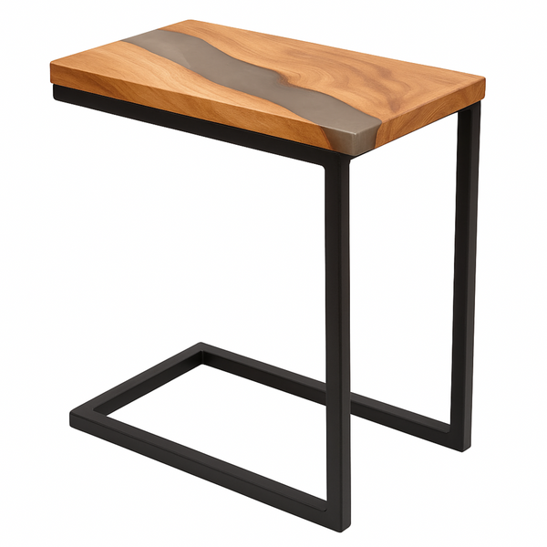 Epoxy Resin End Table in Teak Wood – Timeless Design