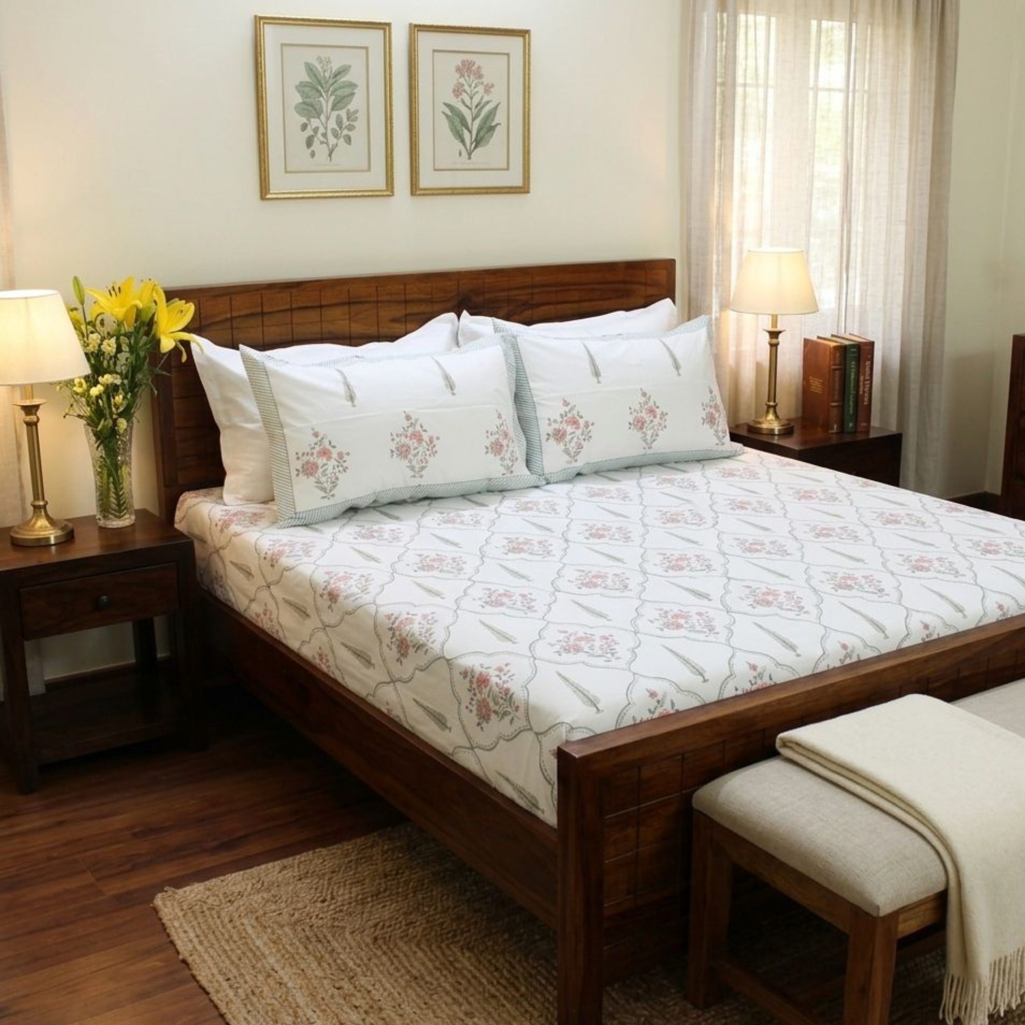 Colors Of The Garden Handblock Bedsheet