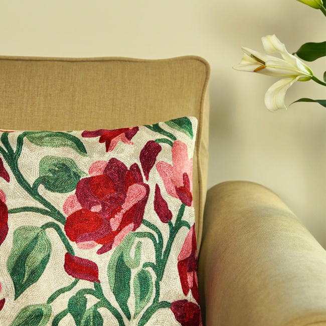 Pearl White Dense Forest Cushion Cover