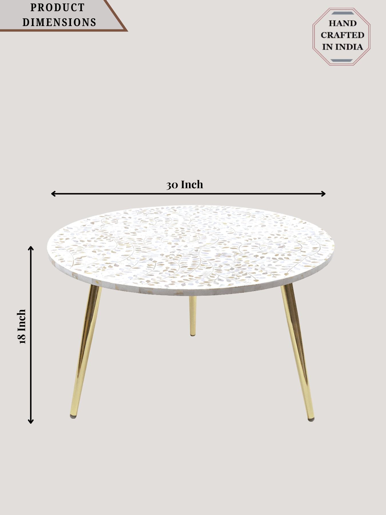 Trinity Mother of Pearl Inlay Round Coffee Table