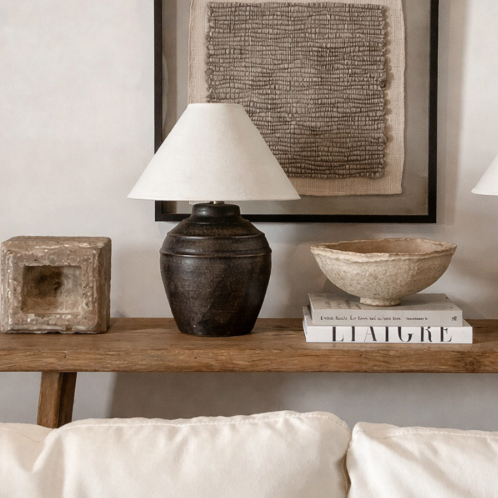 BENIN TERRACOTA TABLE LAMP VASE